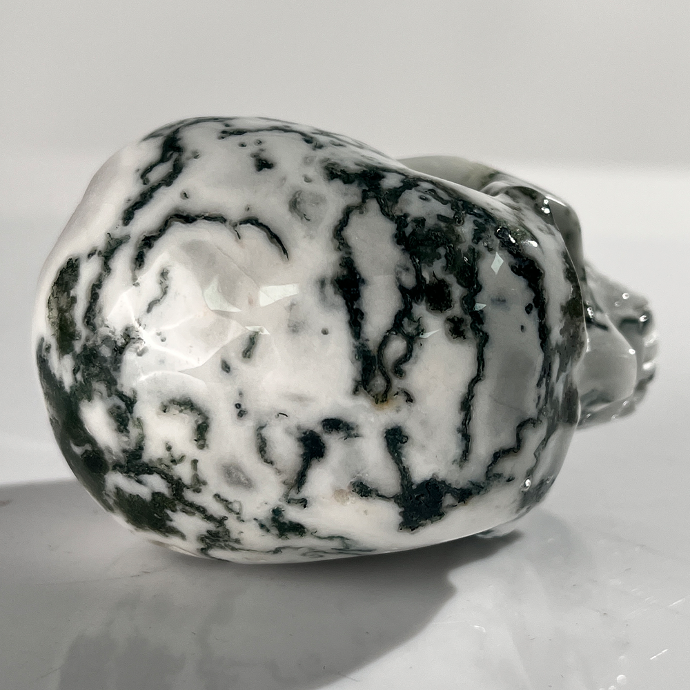 3 Inch Moss Agate Crystal Skull — view 8