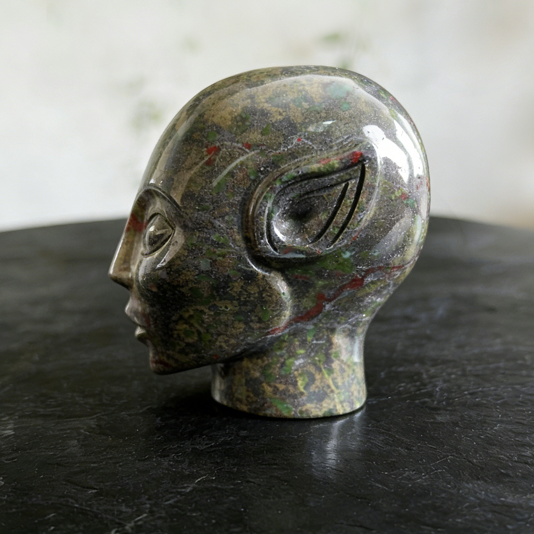 3.8 inch Dragon Bloodstone Alien Crystal Skull - Natural tone — view 4