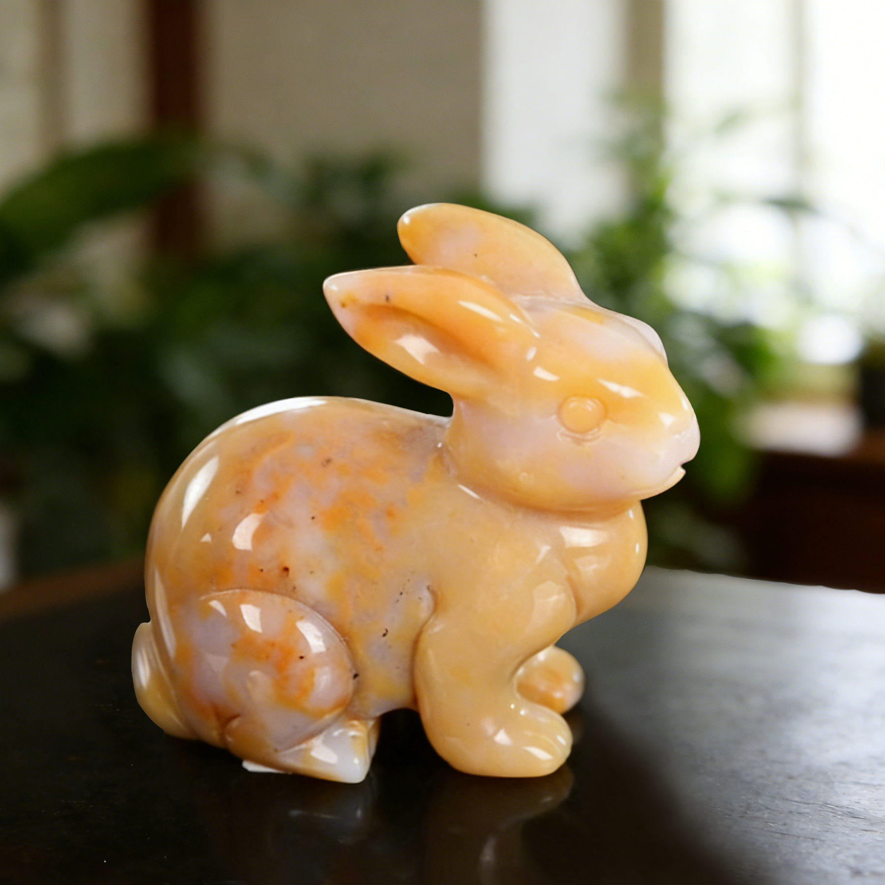 Yellow Chalcedony Rabbit Carving-Natural Stone Carving — view 8