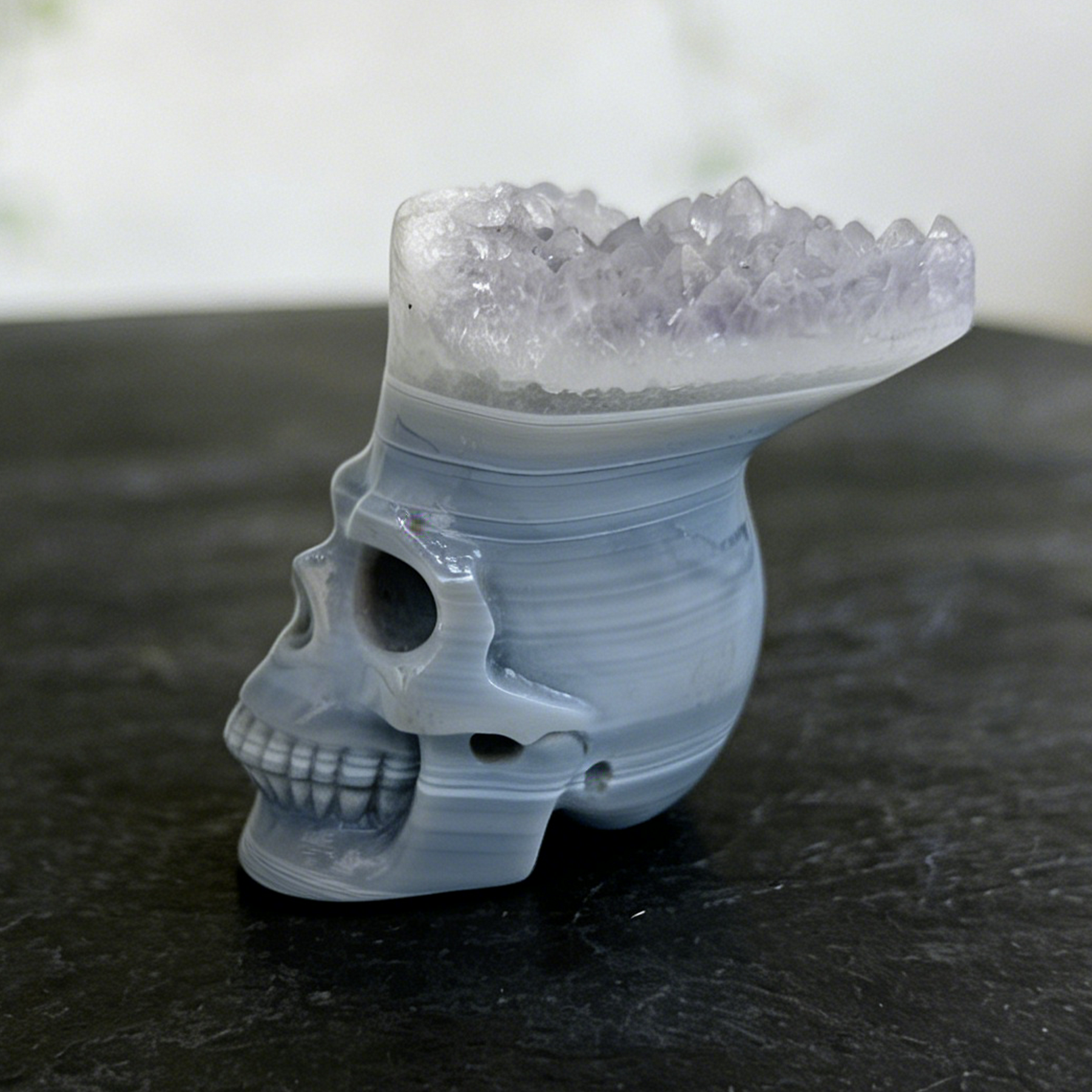 2.64 inch Amethyst Cluster Crown Crystal Skull - Natural Crystal — view 3