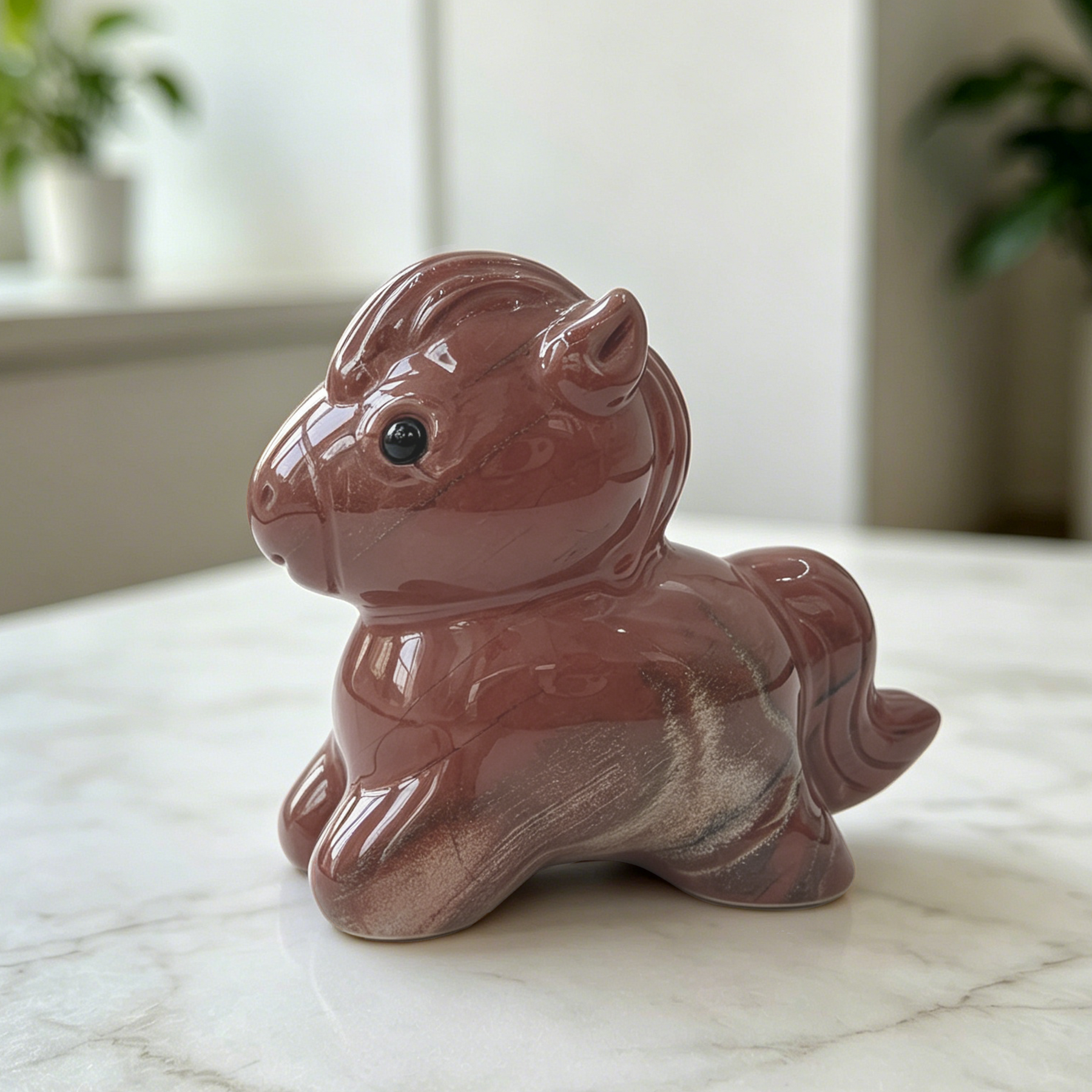 Red Jasper Cartoon Pony Carving — view 4