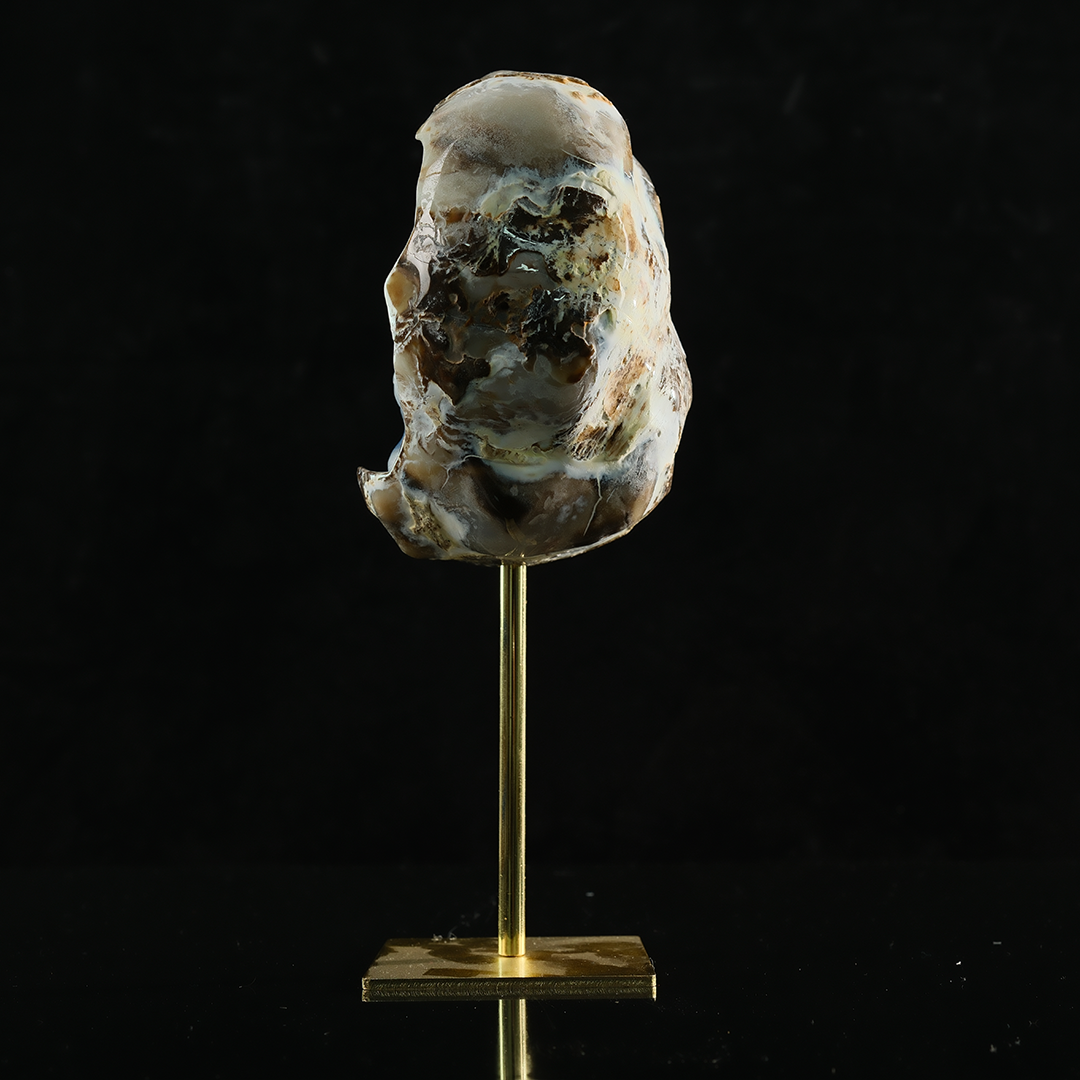 Blue Chalcedony Cave Carving Skull in Raw Crust — view 4