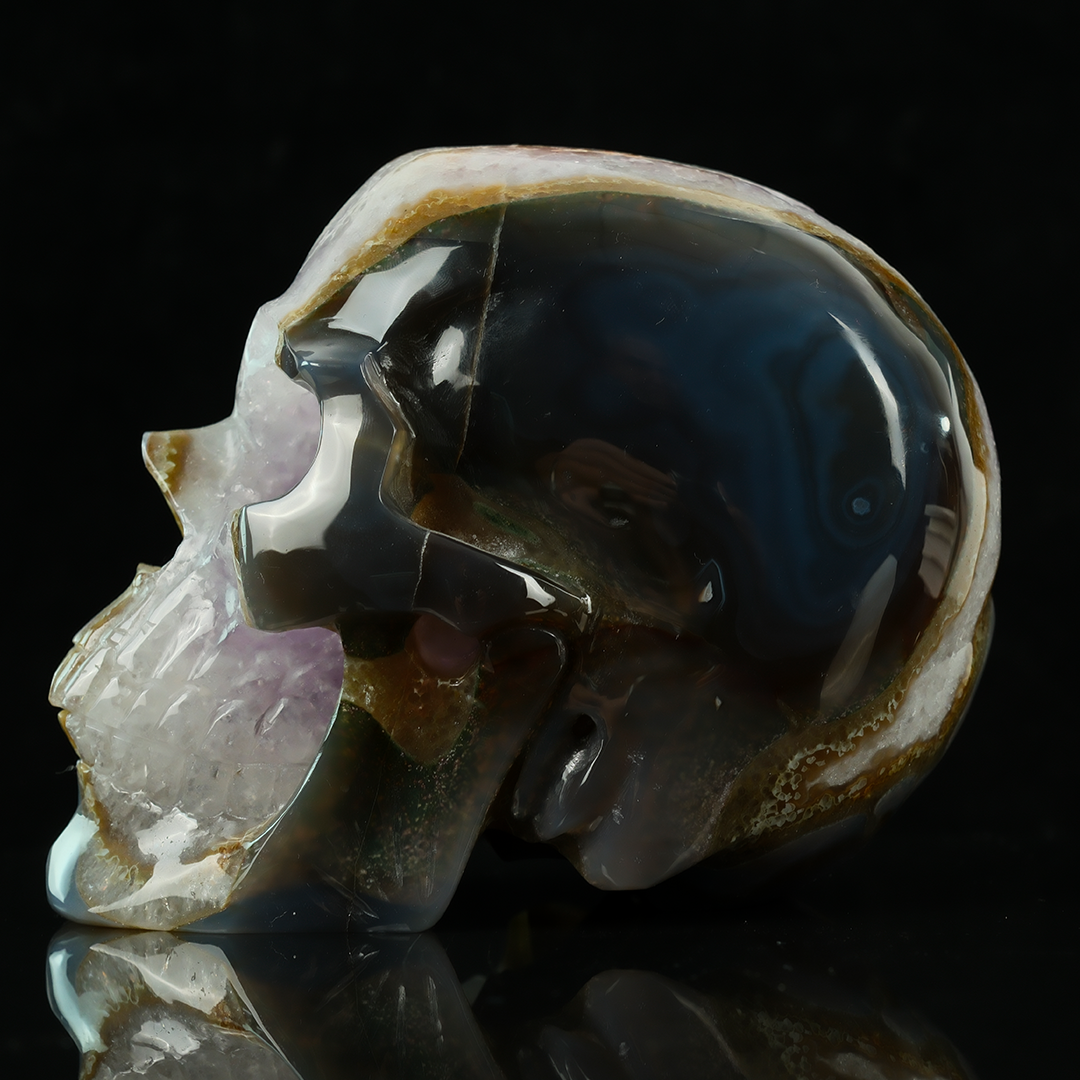 Amethyst Geode Skull - Natural Crystal — view 7