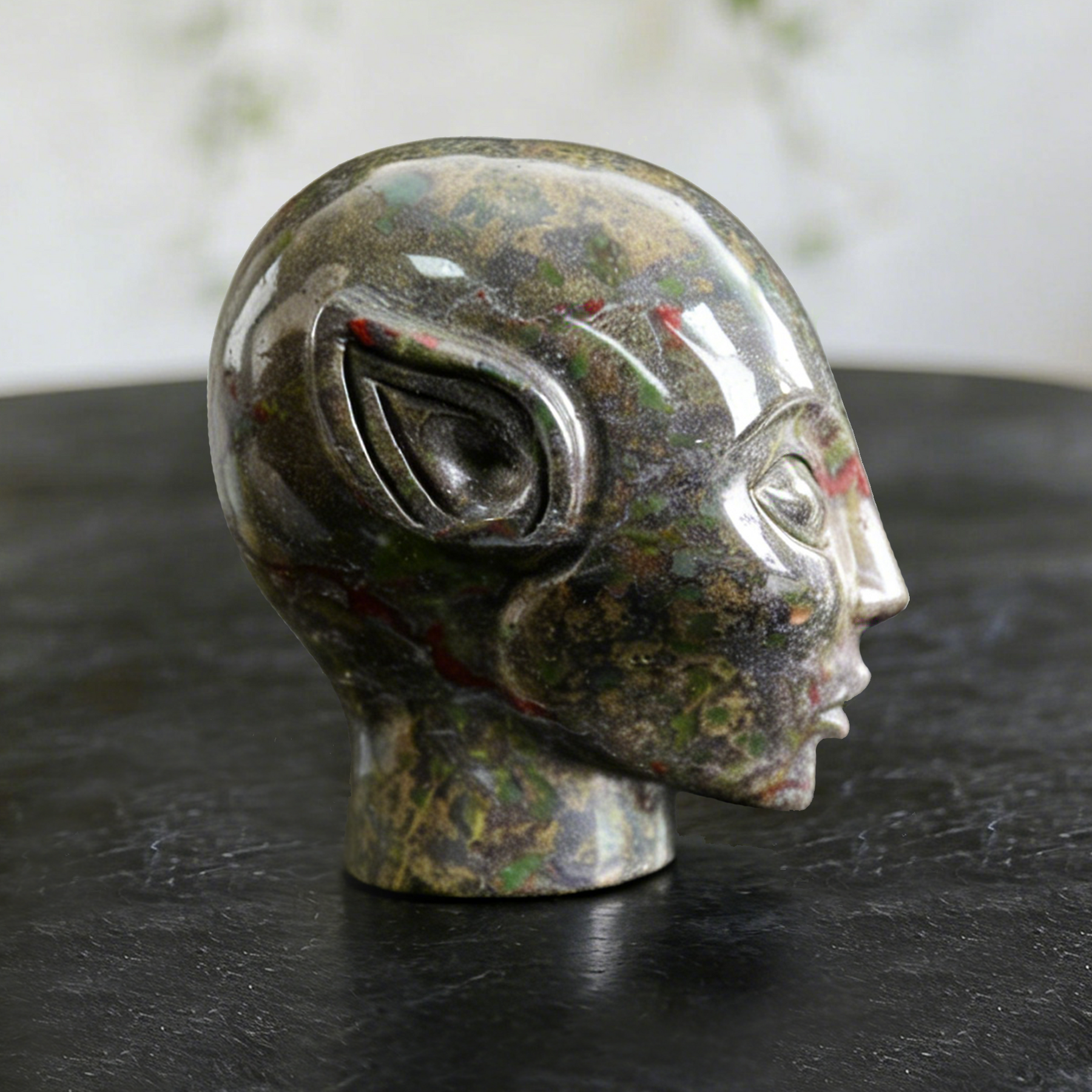 2 inch Dragon Bloodstone Alien Crystal Skull - Natural tone — view 6