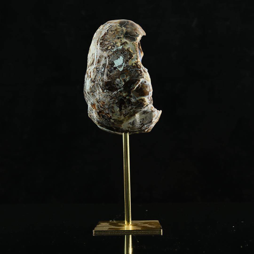 Blue Chalcedony Cave Carving Skull in Raw Crust — view 6