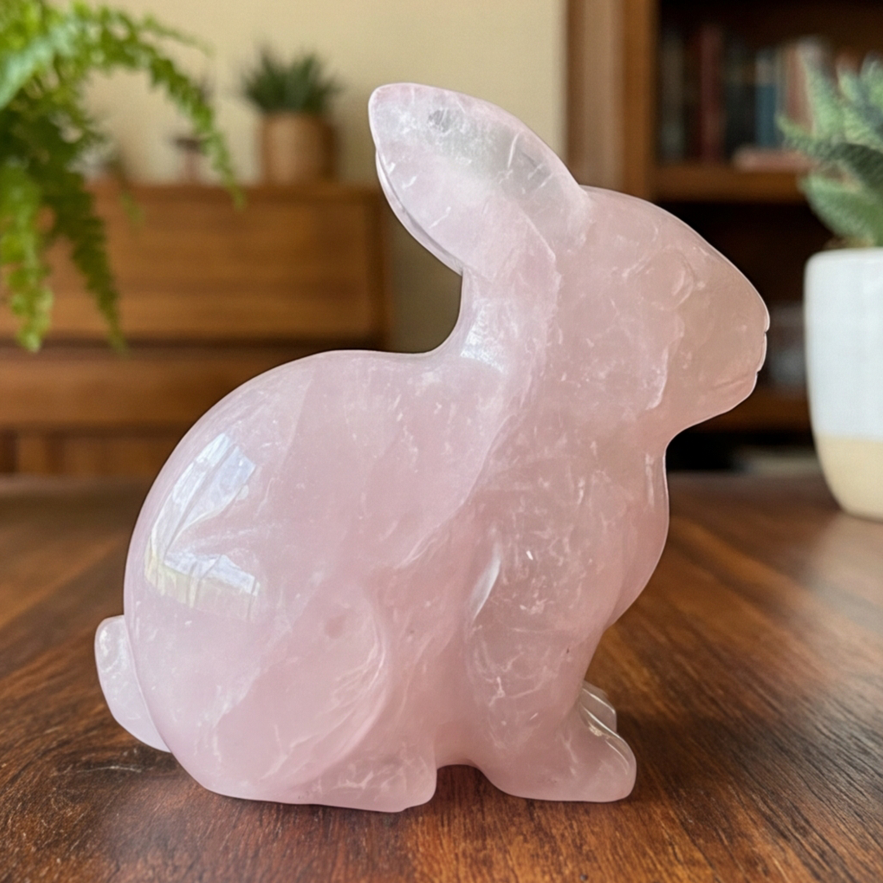 Rose Quartz Rabbit Carving - Natural Crystal — view 6