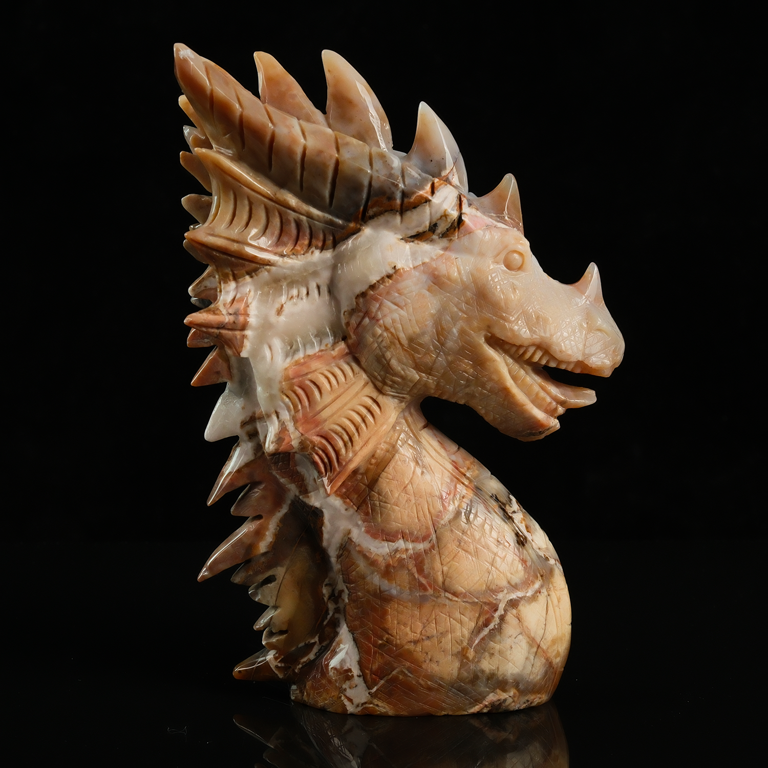 Yellow Chalcedony Dragon Head Sculpture — view 3
