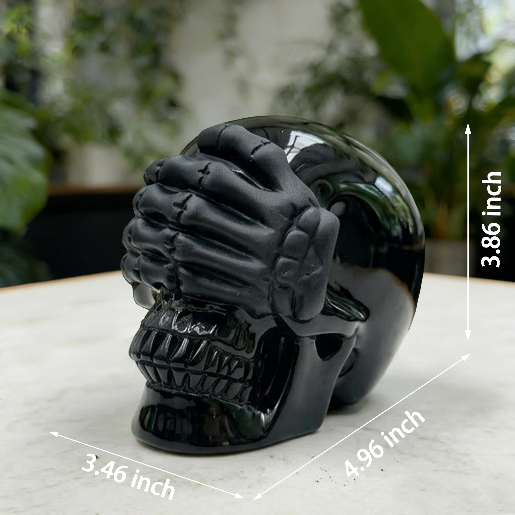 See No Evil Black Obsidian Skull - Natural Stone — view 2