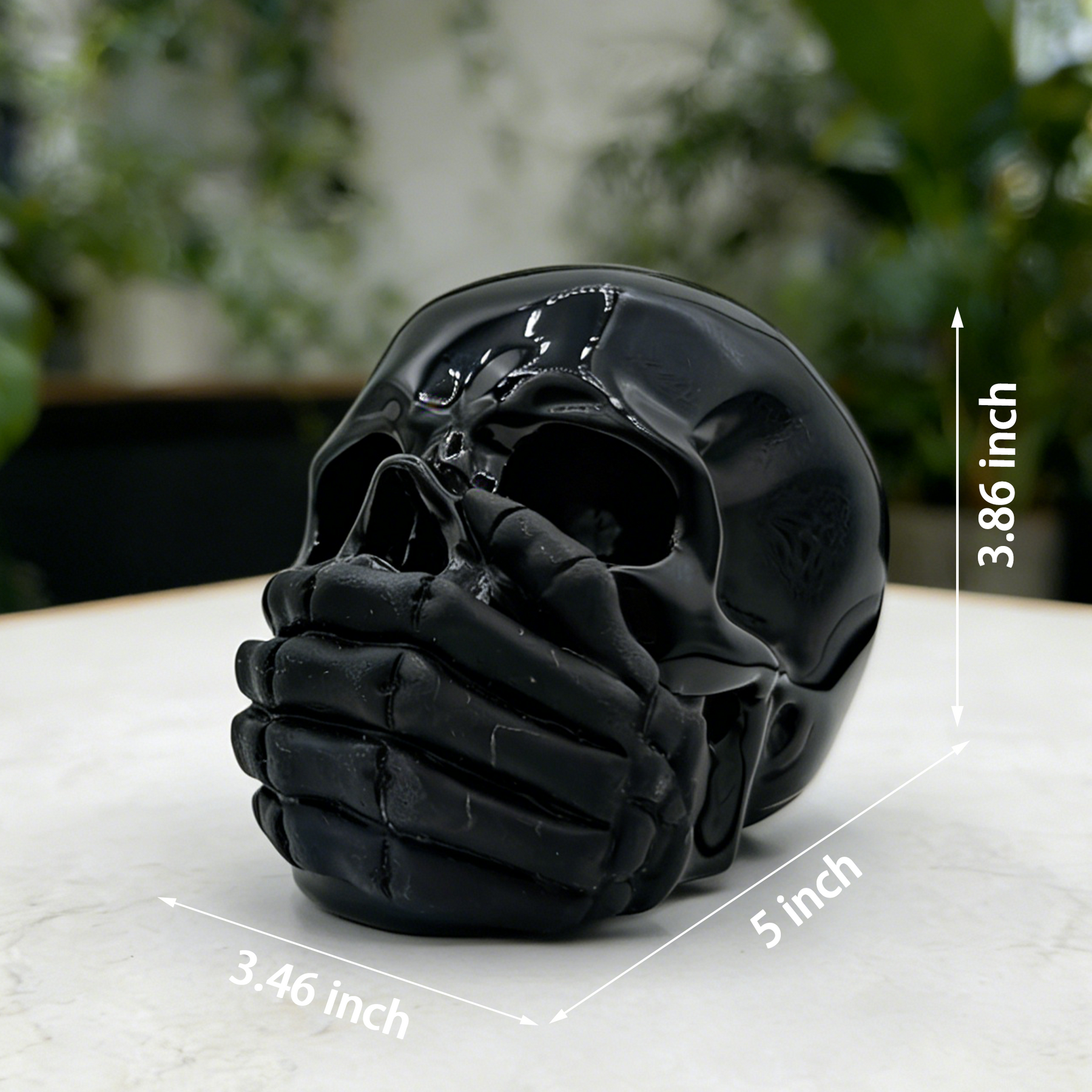 Speak No Evil Black Obsidian Skull — view 2