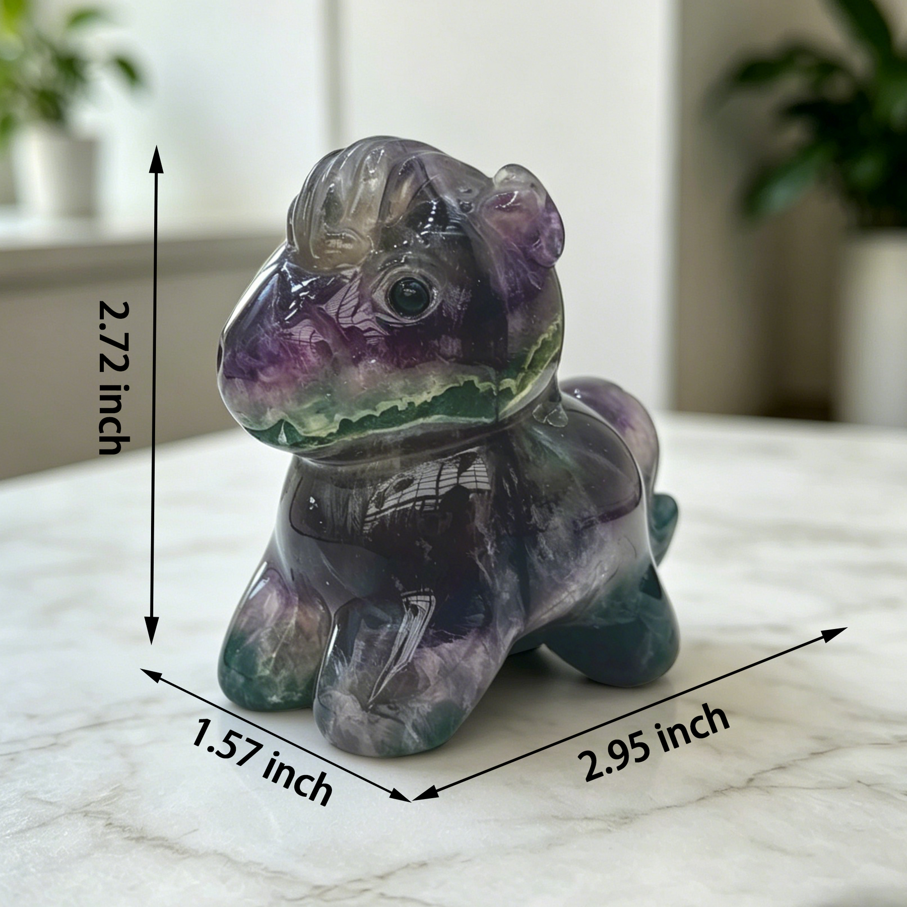 Fluorite Cartoon Pony Jade Carving - Natural Jade — view 3