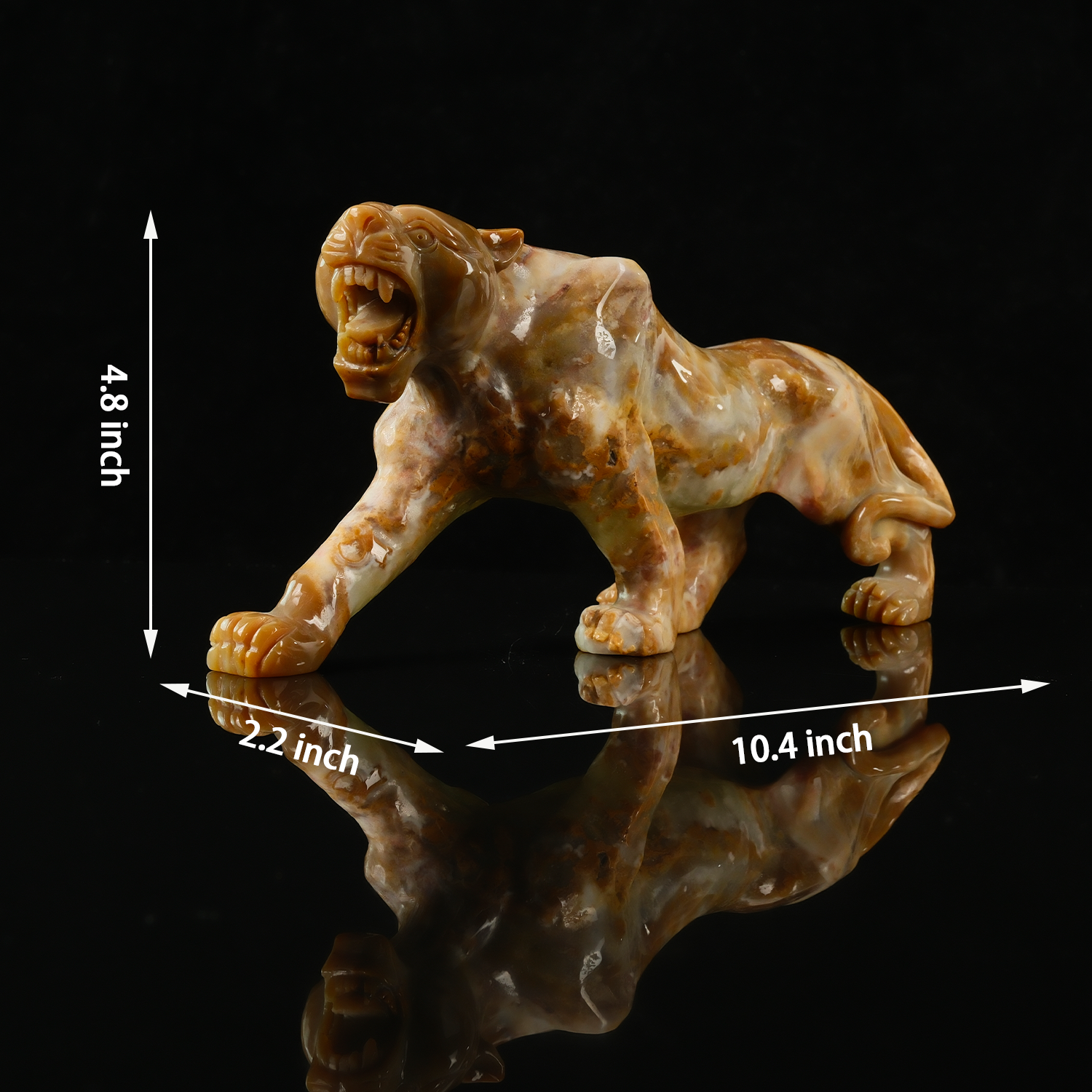 Yellow Chalcedony Leopard Carving — view 2