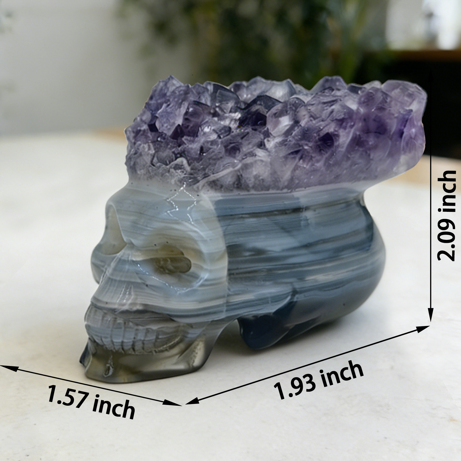 2 inch Amethyst Cluster Crown Crystal Skull - Natural Crystal — view 2