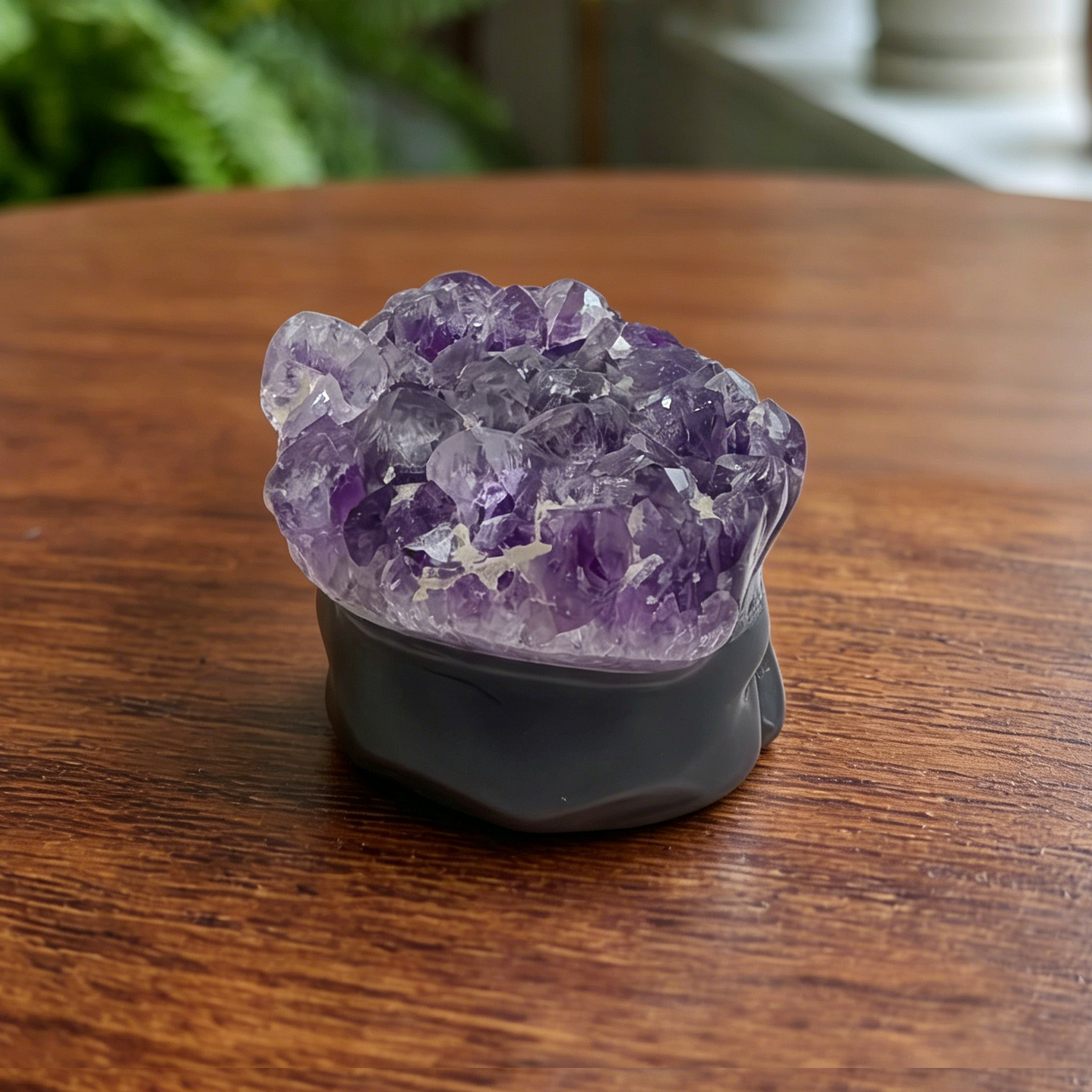 3.5 inch Amethyst Cluster Crow Skull - Natural Amethyst Crystal Carving — view 3