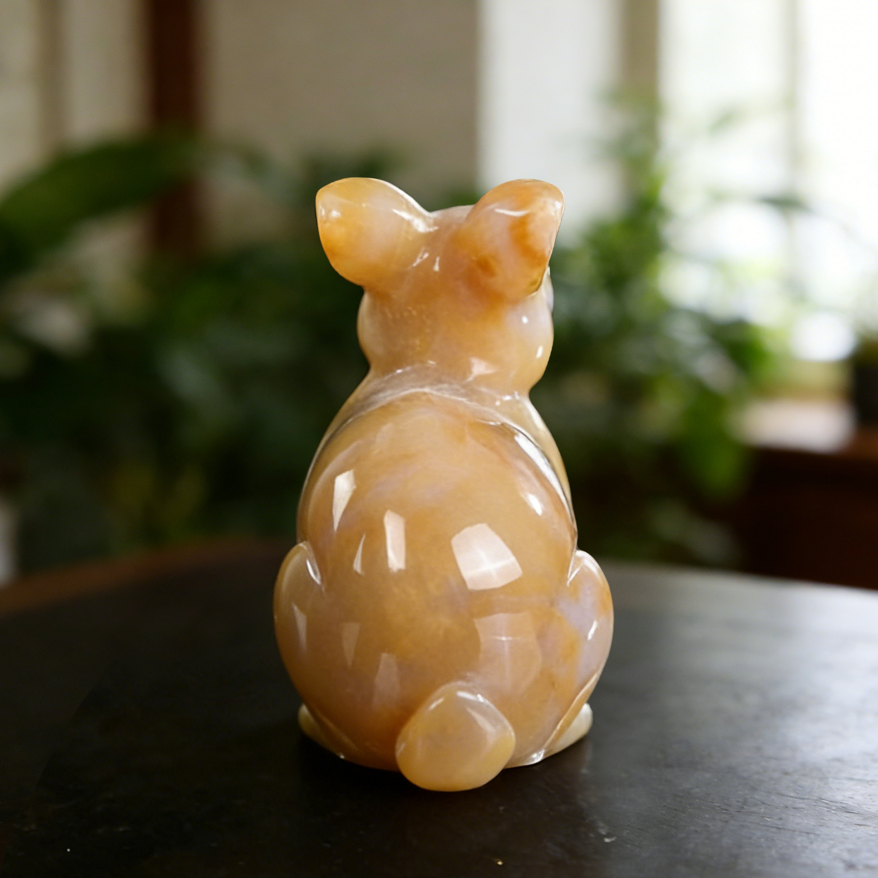 Yellow Chalcedony Rabbit Carving-Natural Stone Carving — view 4