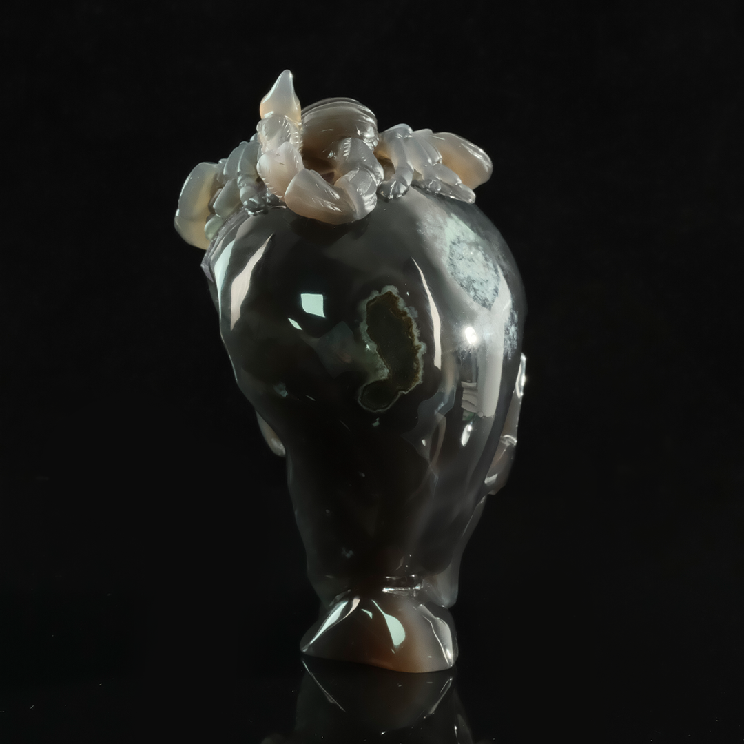 Amethyst Geode Skull with Scorpion - Natural Stone Sculpture — view 3