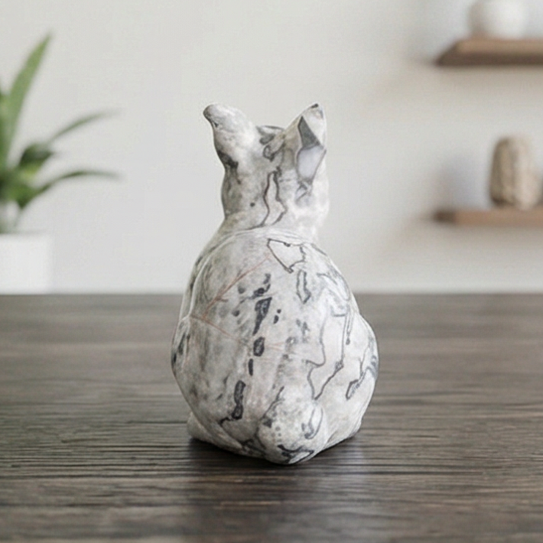 Grey Picture Jasper Rabbit Carving - Natural Gemstone — view 5