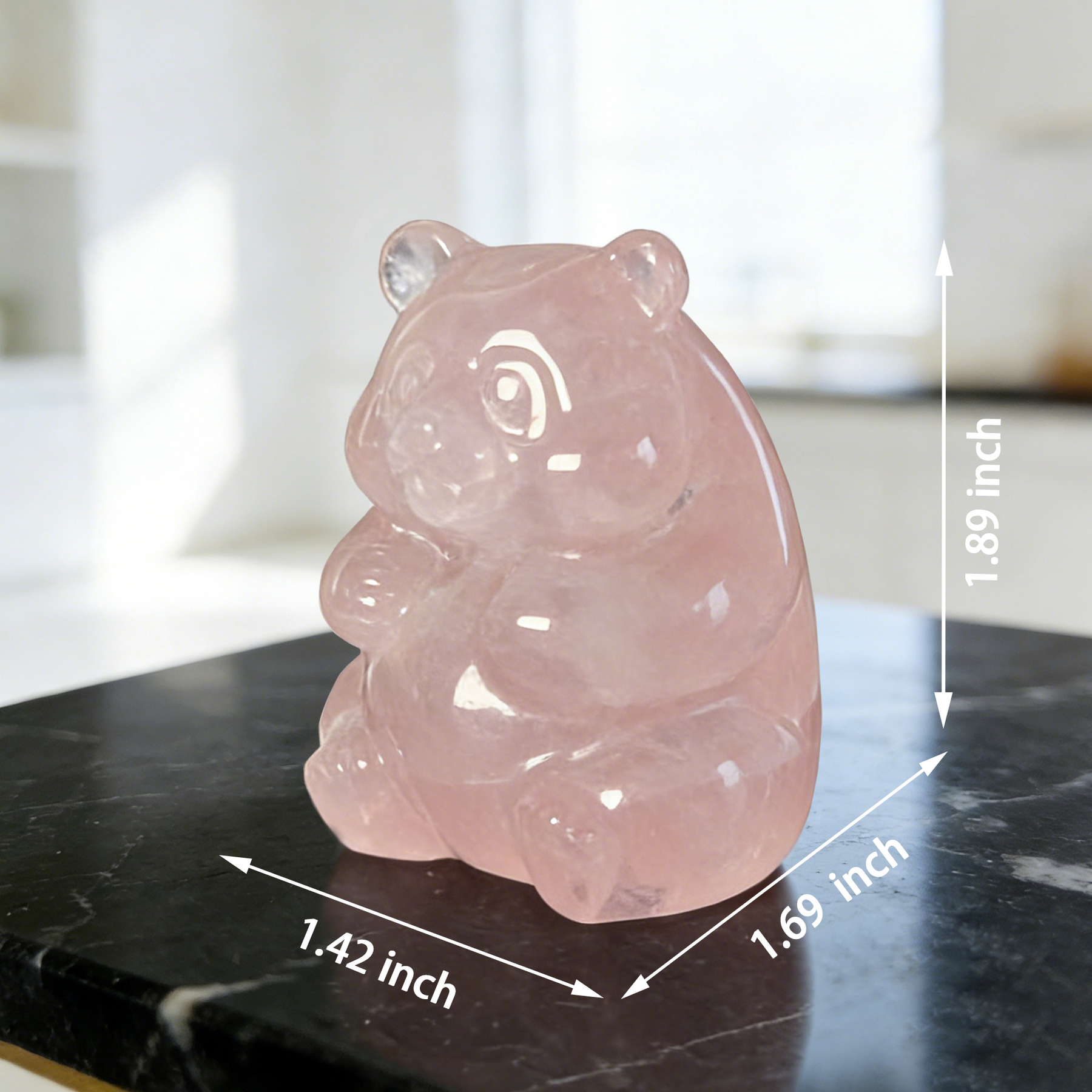 Rose Quartz Bear Carving – Gemstone Sculpture — view 3