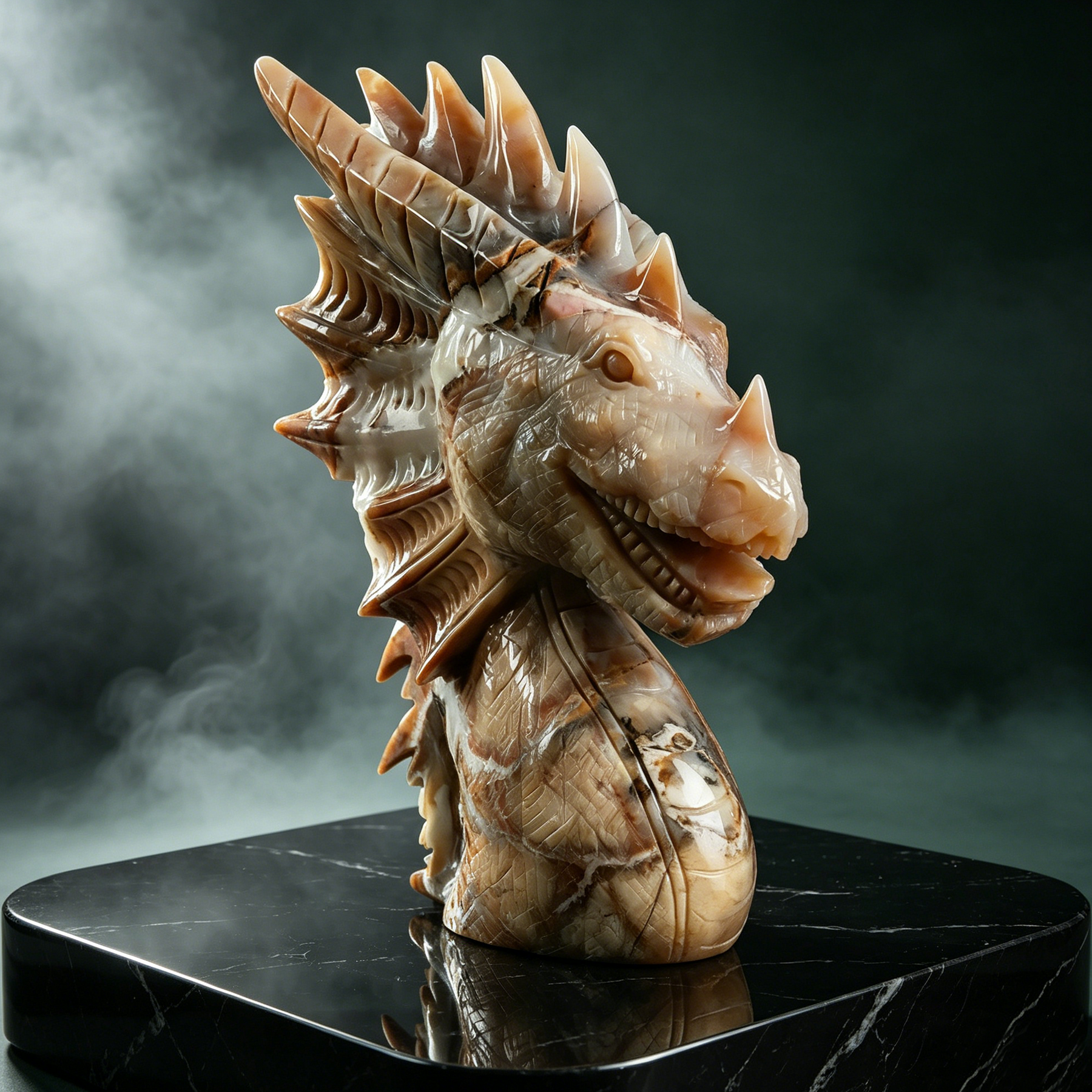 Yellow Chalcedony Dragon Head Sculpture — view 1