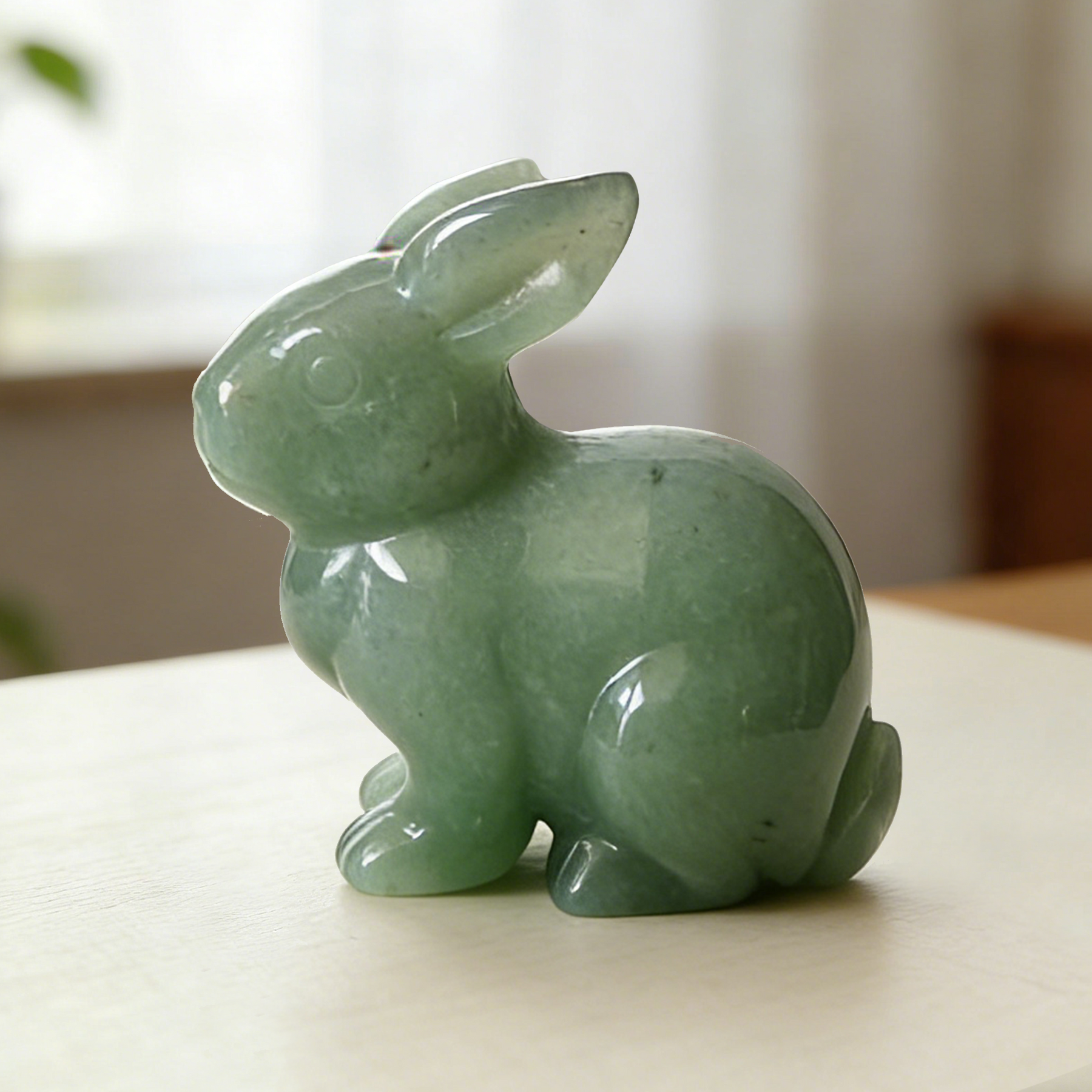 Green Aventurine Rabbit Carving – Lucky Stone Sculpture — view 3