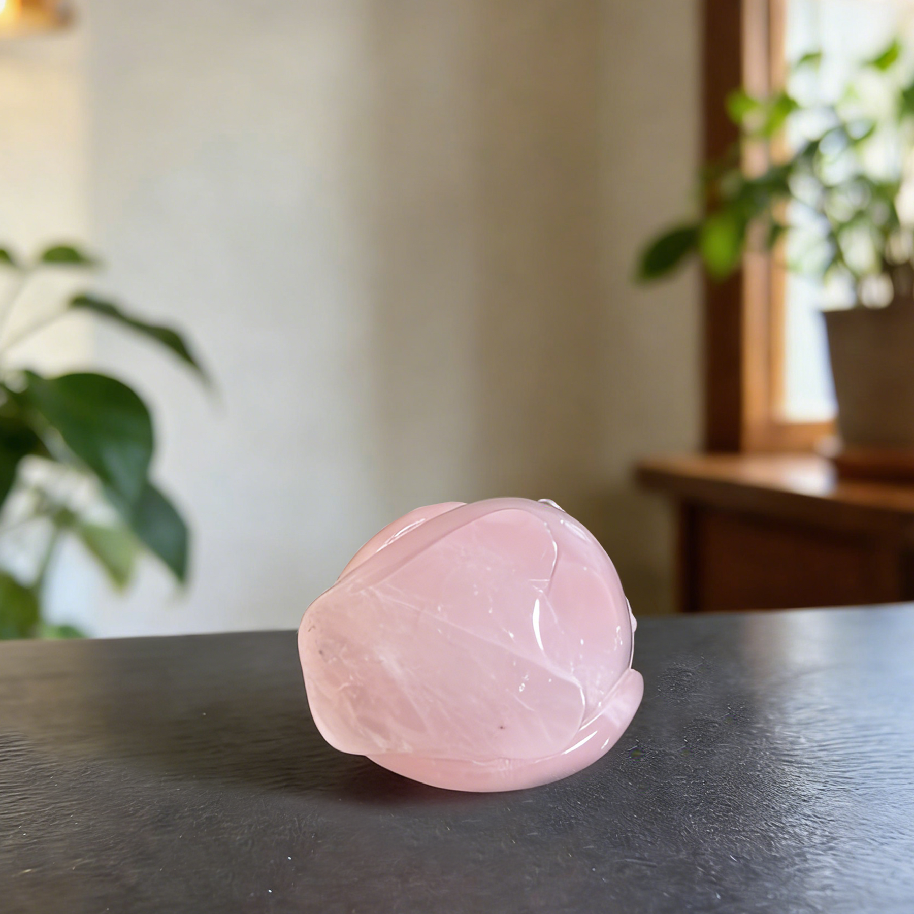 Rose Quartz Owl Carving — view 8
