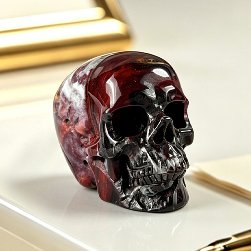 3 Inch Red Crazy Lace Agate Crystal Skull — view 1
