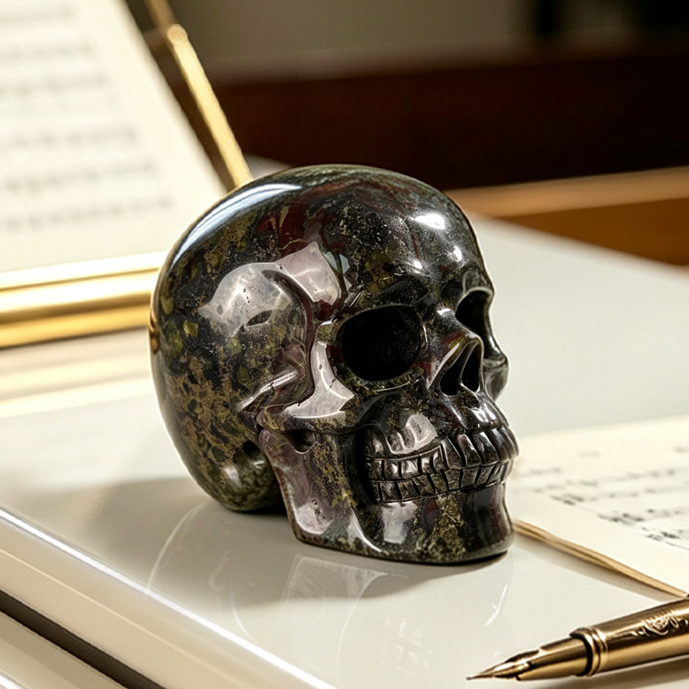 3 Inch Dragon Bloodstone Crystal Skull — view 1