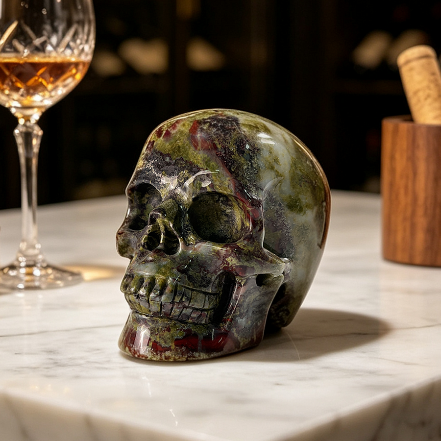 3 Inch Dragon Bloodstone Crystal Skull — view 1