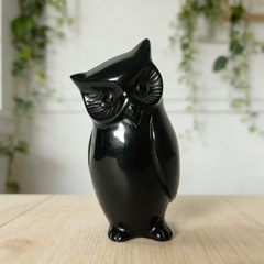 Black Obsidian Owl Family Carving – Protection Stone — view 6