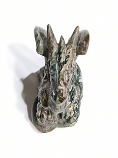 Nine Drogon Jade Winged Dragon on Crystal Skull – Gemstone Sculpture — view 5