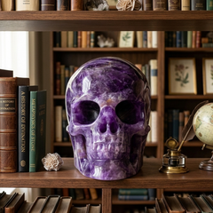 7-10 inch Dream Amethyst Crystal Skull - Titan Series Large Scale Crystal Skull — view 3