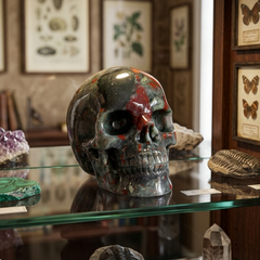 7-14 inch African Bloodstone Crystal Skull - Titan Series Large Scale Crystal Skull — view 7
