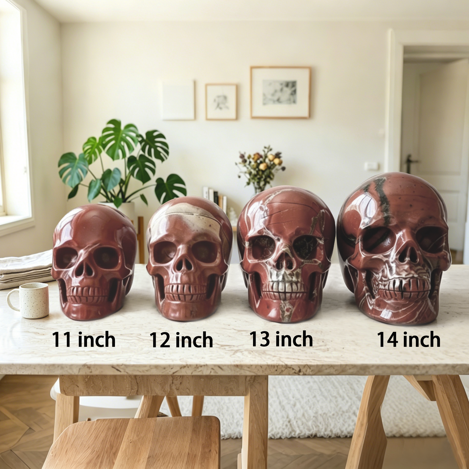 7-14 inch Red Jasper Crystal Skull - Titan Series Large Scale Crystal Skull — view 3