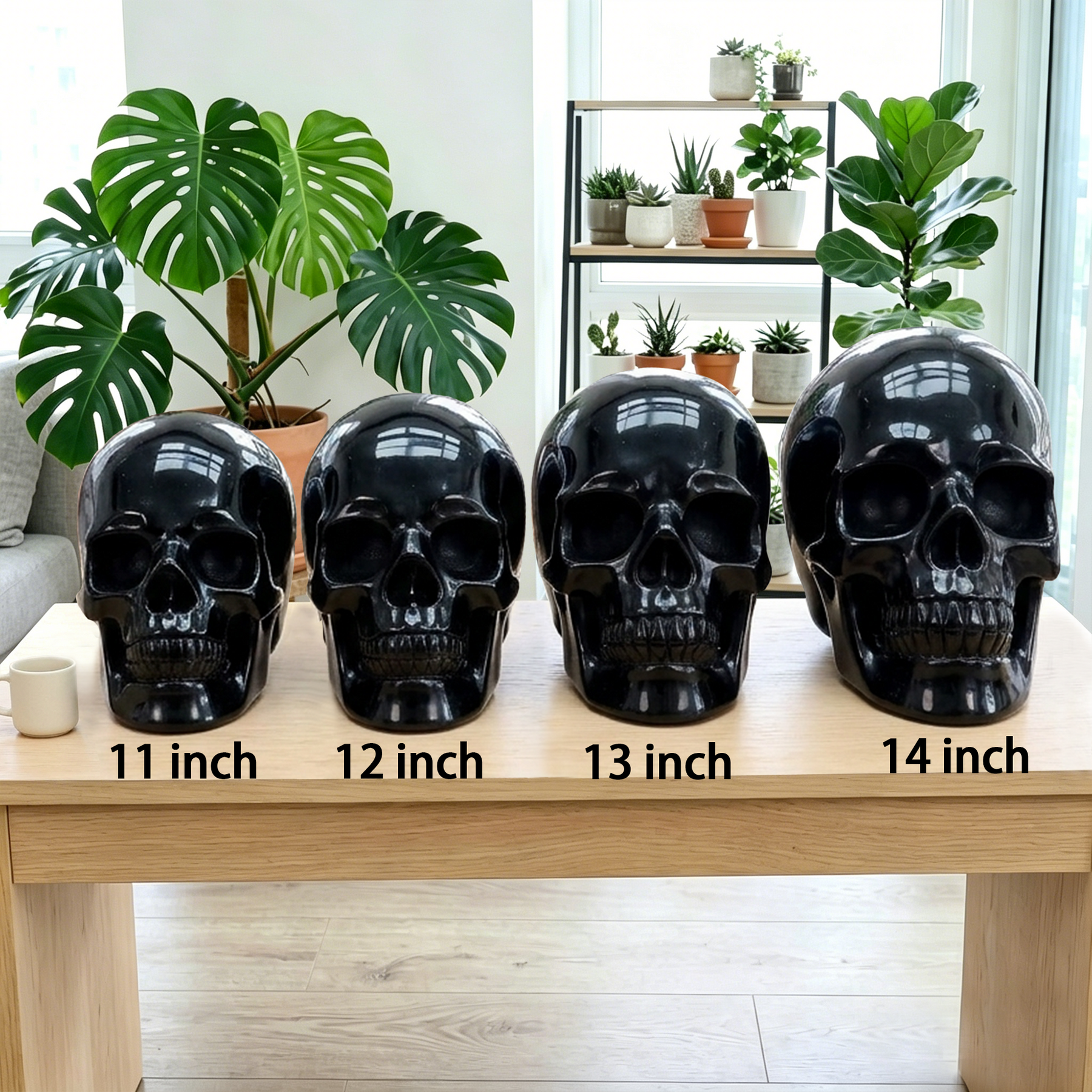 7-14 inch Black Obsidian Crystal Skull - Titan Series Large Scale Crystal Skull — view 3