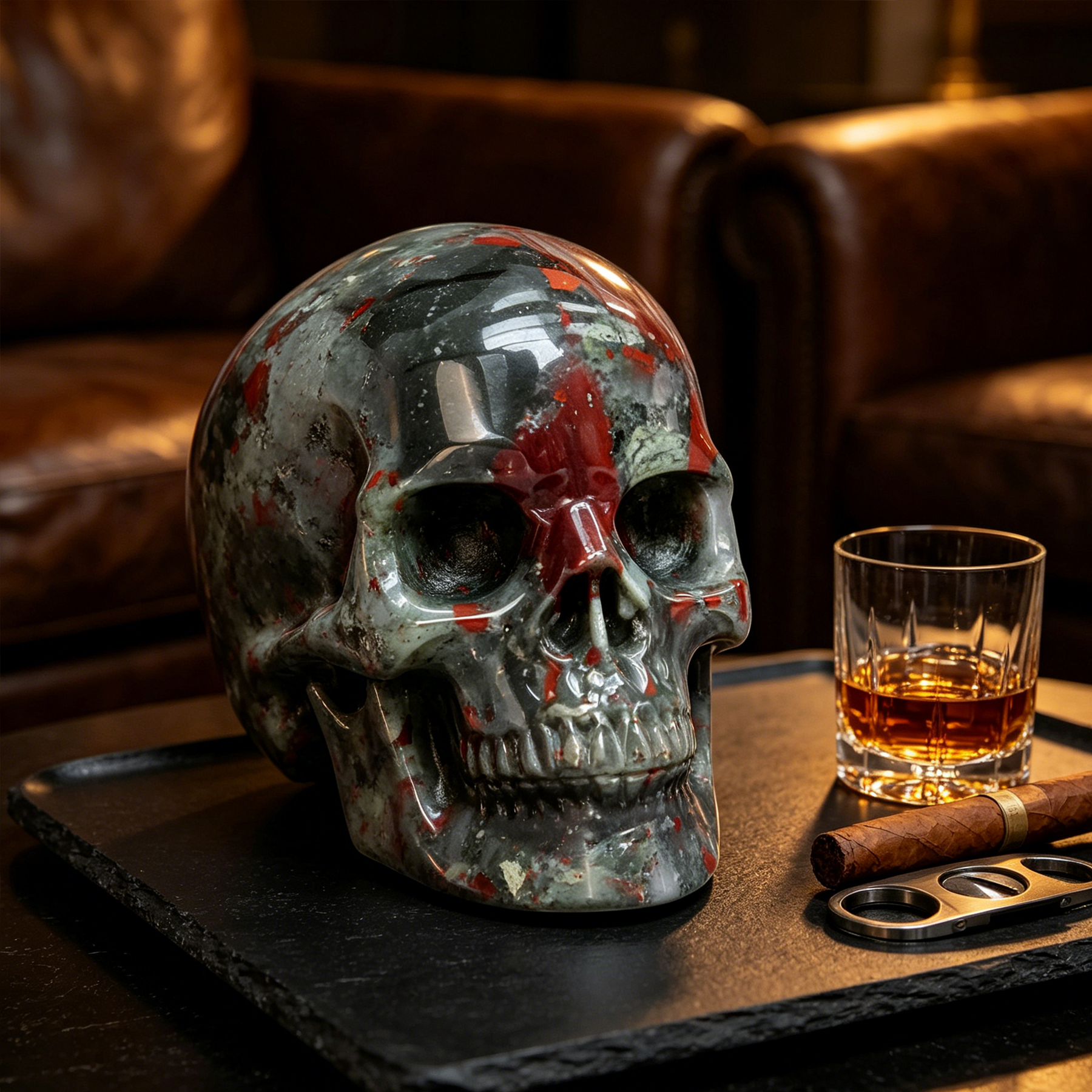 7-14 inch African Bloodstone Crystal Skull - Titan Series Large Scale Crystal Skull — view 3
