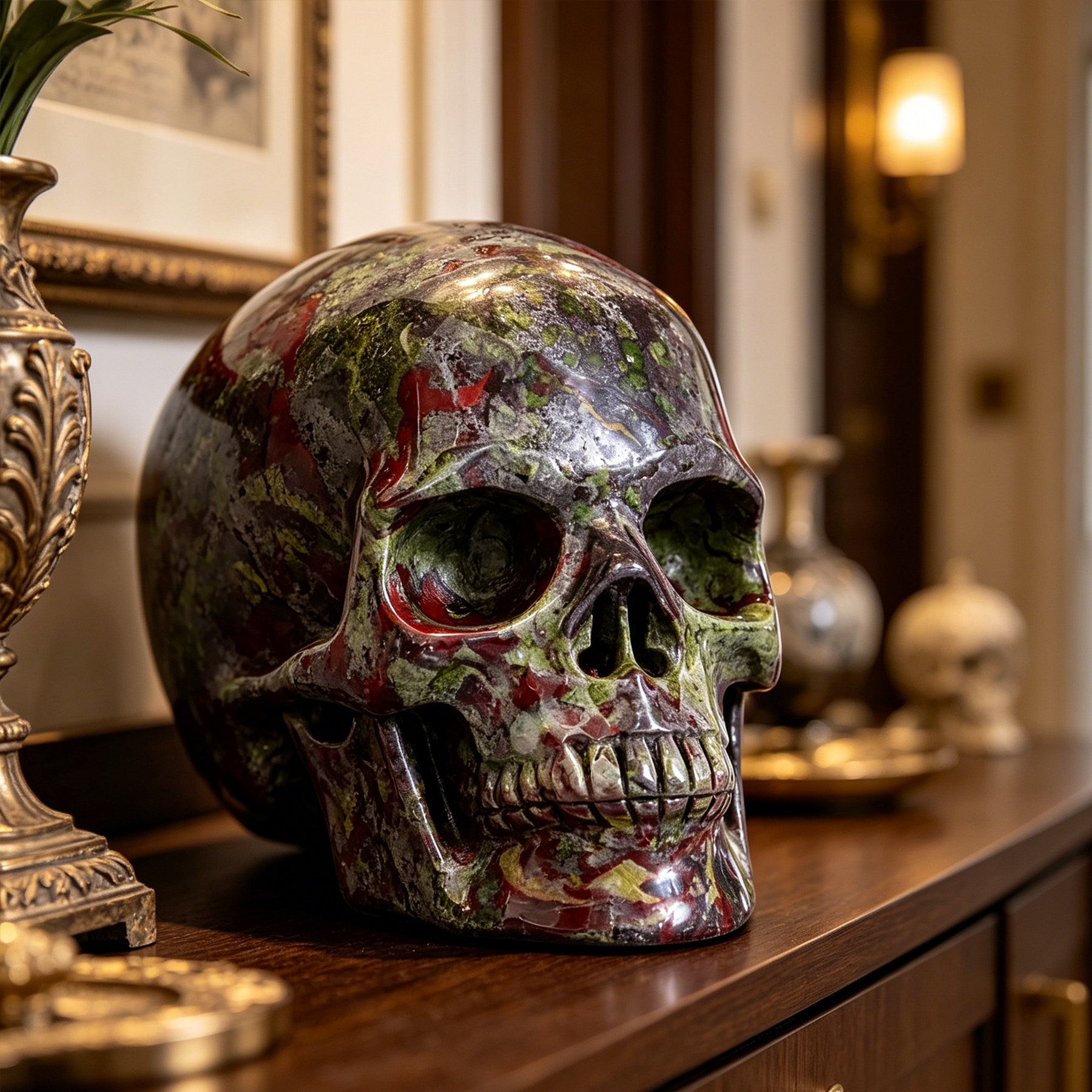 7-14 inch Dragon Bloodstone Crystal Skull - Titan Series Large Scale Crystal Skull — view 8