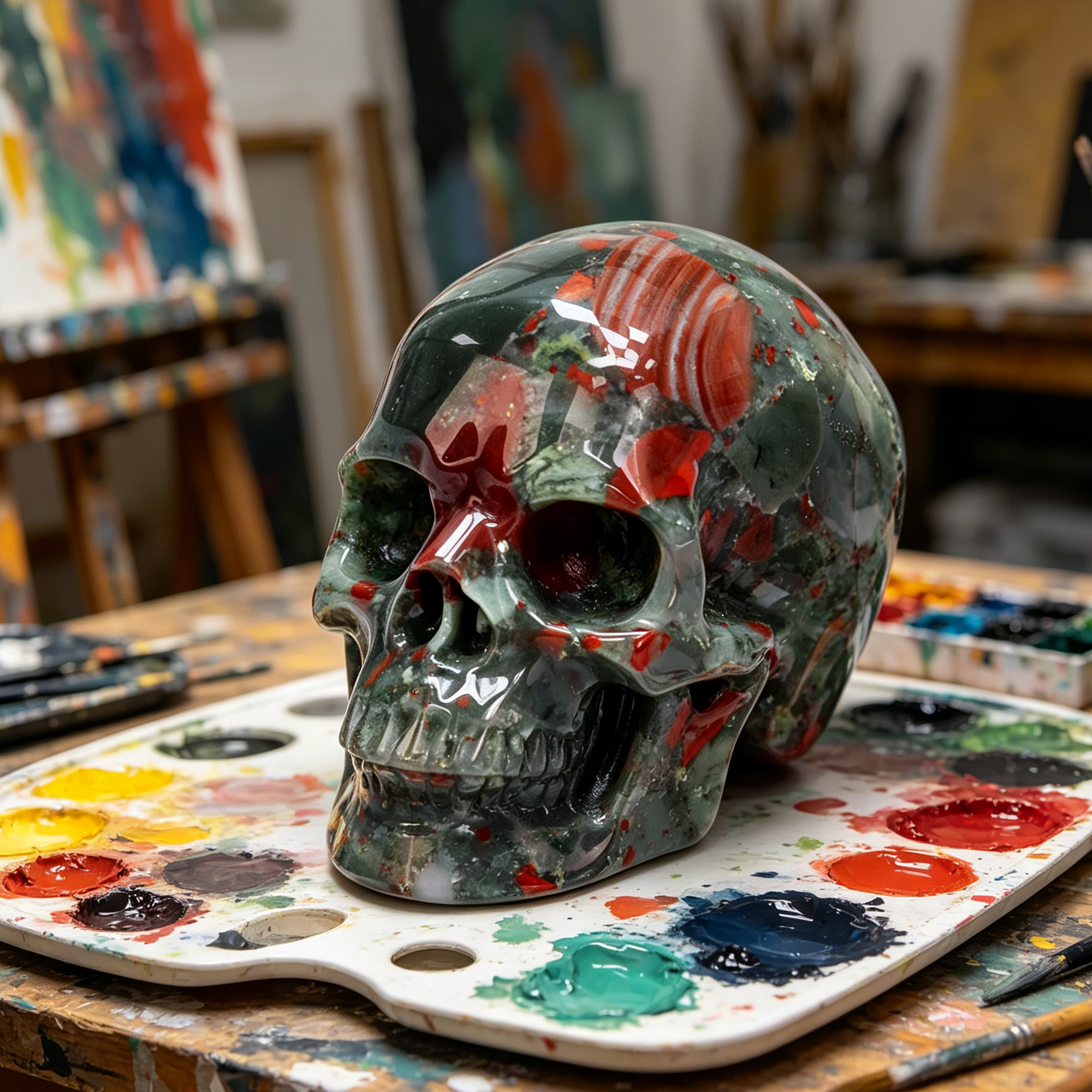 7-14 inch African Bloodstone Crystal Skull - Titan Series Large Scale Crystal Skull — view 8