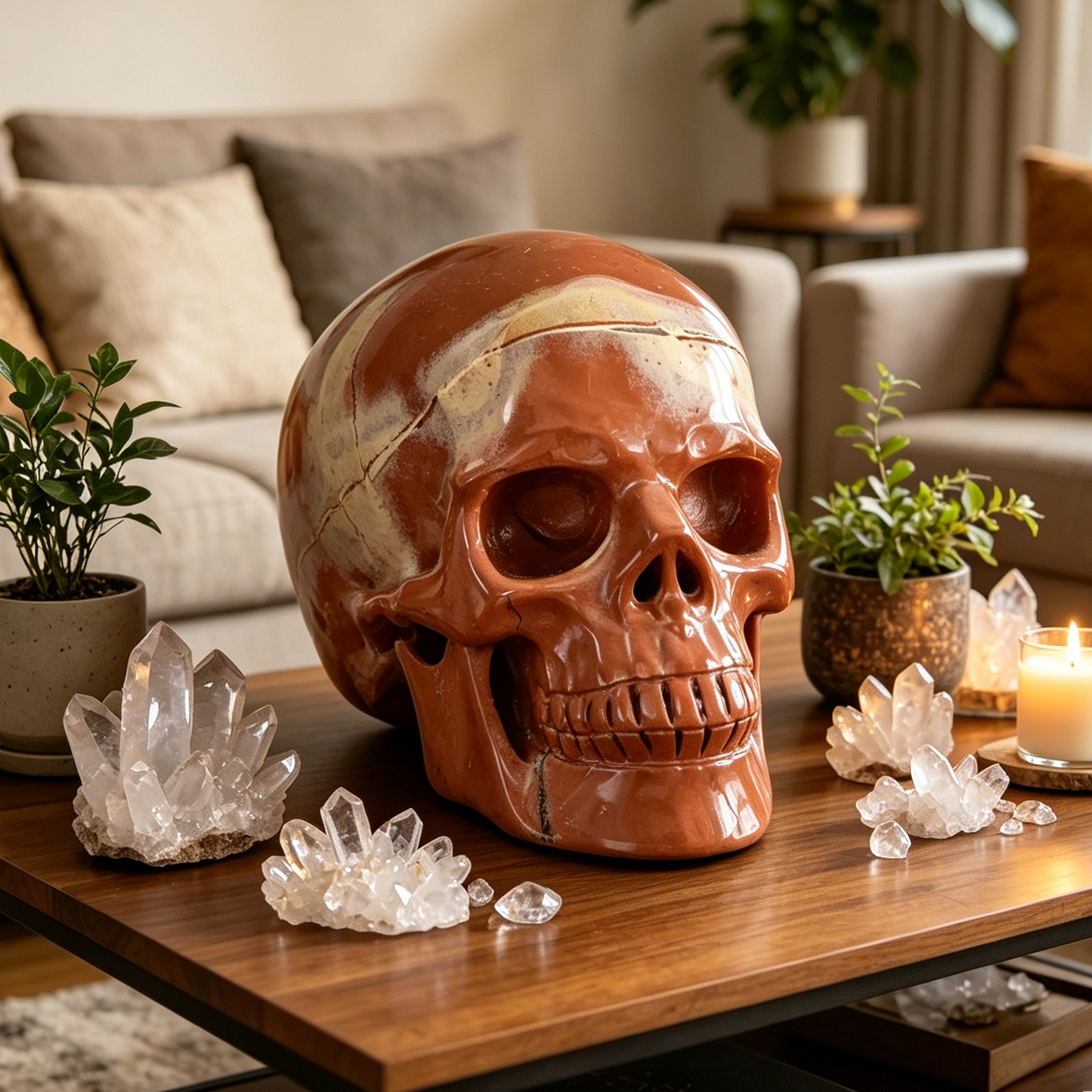 7-14 inch Red Jasper Crystal Skull - Titan Series Large Scale Crystal Skull — view 4