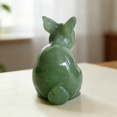 Green Aventurine Rabbit Carving – Lucky Stone Sculpture — view 4