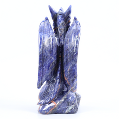 Sodalite Winged Dragon on Crystal Skull — view 3