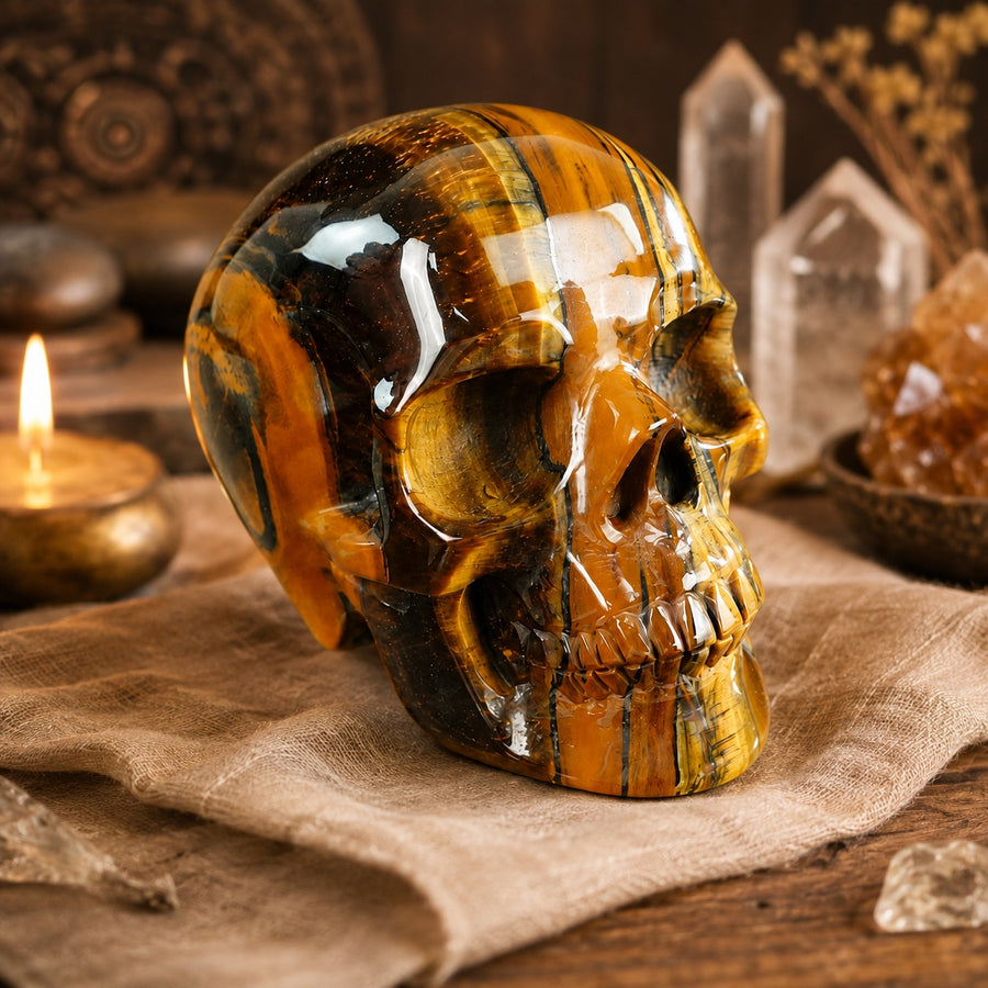 4.5-inch Tiger Eye Skull