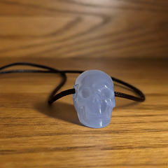 Blue Chalcedony Mini Skull Pendant – Gemstone Jewelry — view 3