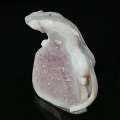 Pale Amethyst Cluster Tiger Carving - Sculpture — view 8