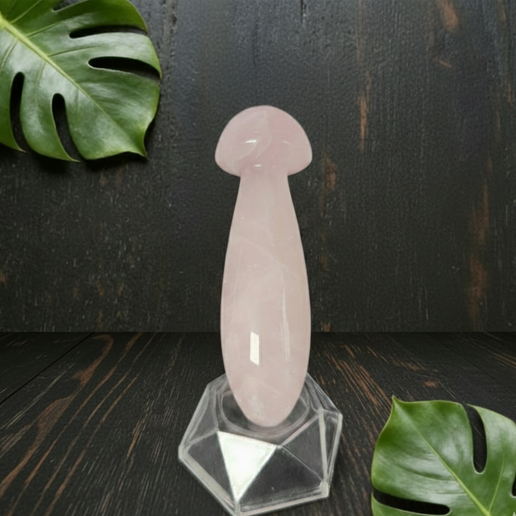 Rose Quartz Mushroom Acupressure Tool – Natural Healing Stone — view 8