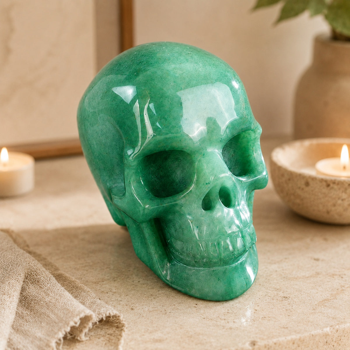 3-inch Green Aventurine Skull