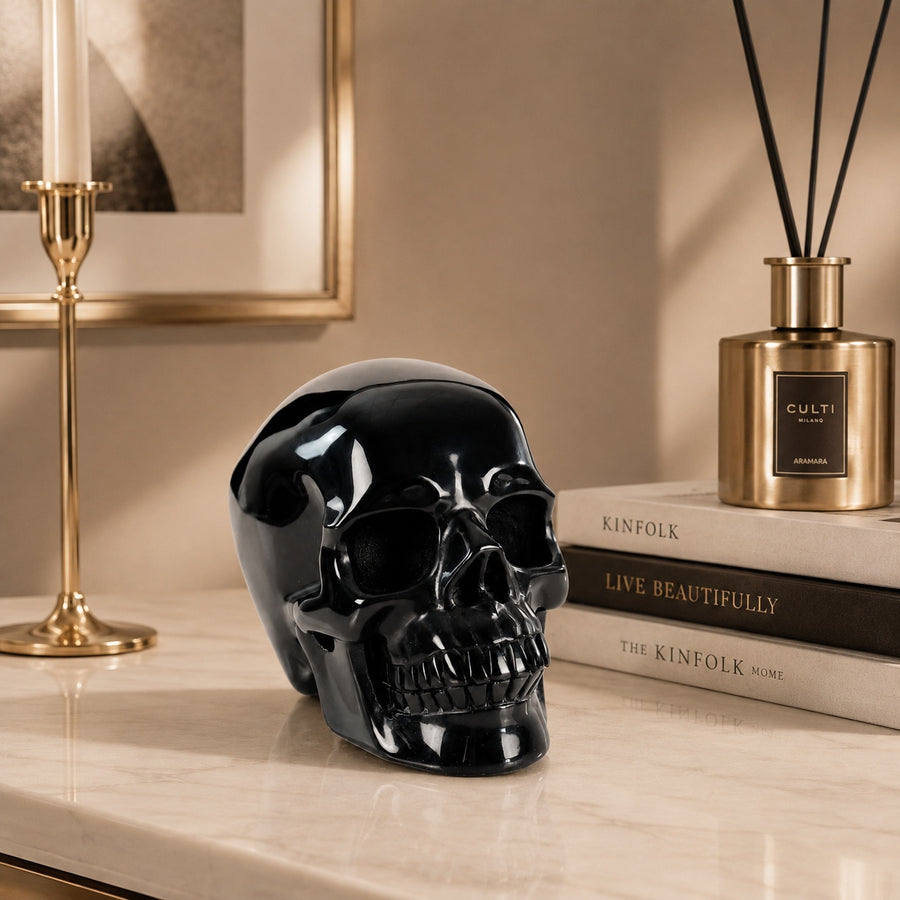 Schwarzer Obsidian-Totenkopf, 3 Zoll