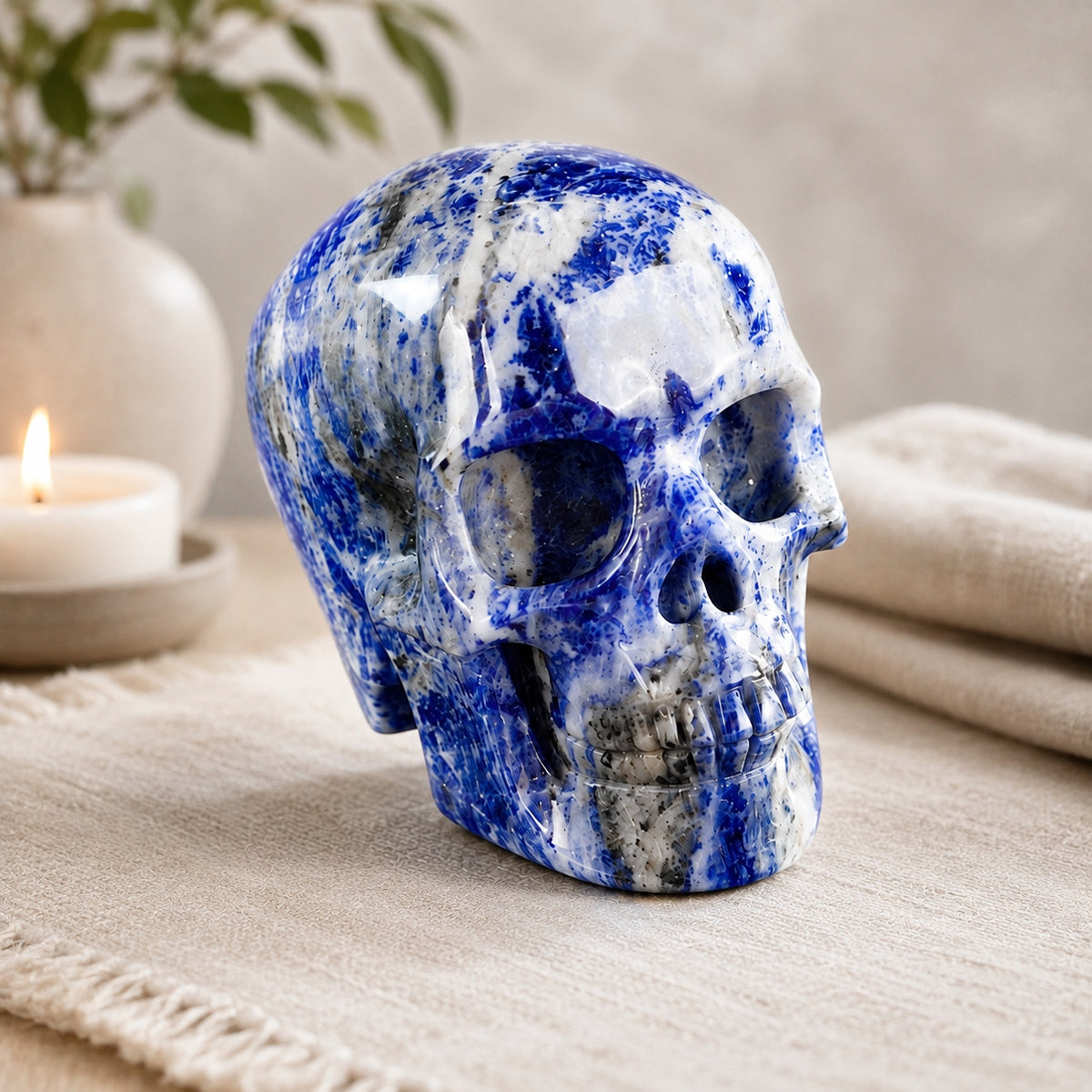 Crâne en sodalite de 3 pouces