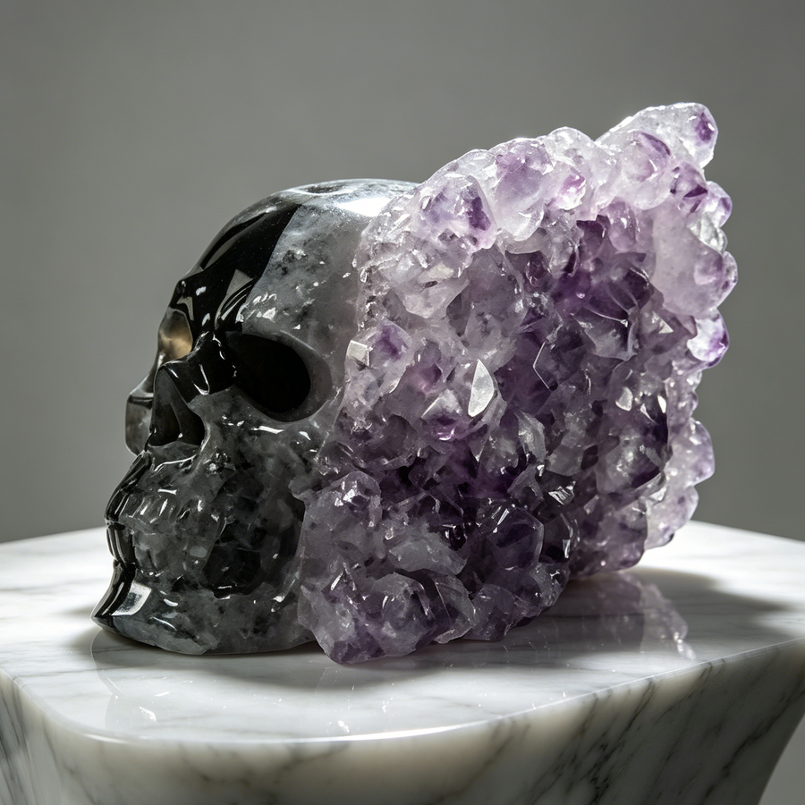 5 inch Amethyst Cluster Skull — view 1