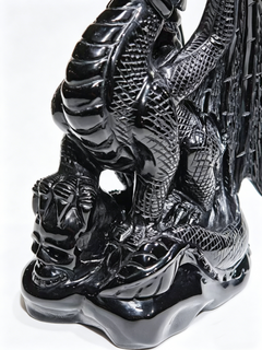 Obsidian Winged Dragon on Crystal Skull – Protection Stone — view 6