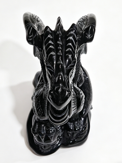 Obsidian Winged Dragon on Crystal Skull – Protection Stone — view 8
