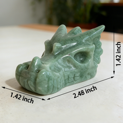2.5 inch Green Aventurine Chinese Dragon Skull - Natural Jade Sculpture — view 2
